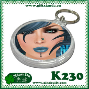 Round Clear paper insert key fob